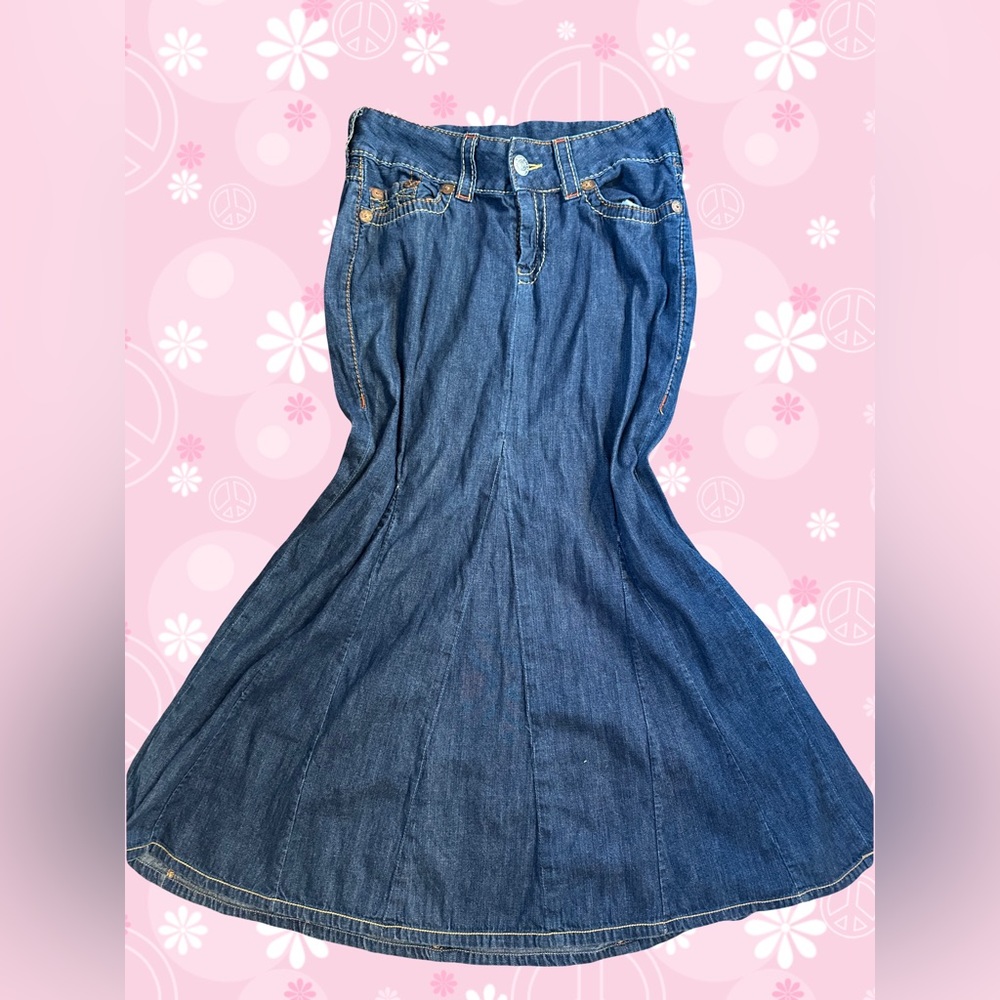 True religion maxi denim skirt